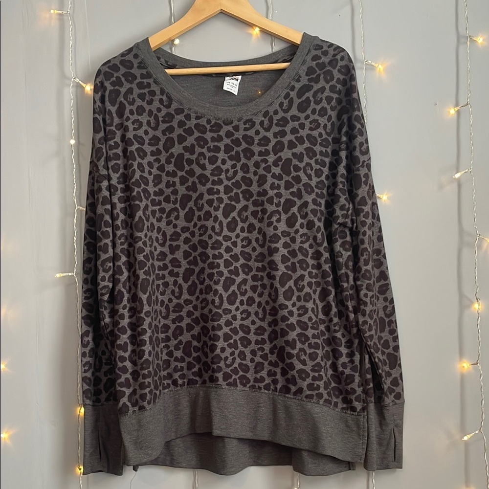 Gray Leopard Print Sweater